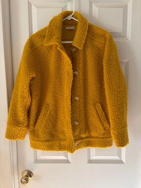 Madewell Mustard Yellow Sherpa Button-Front Jacket